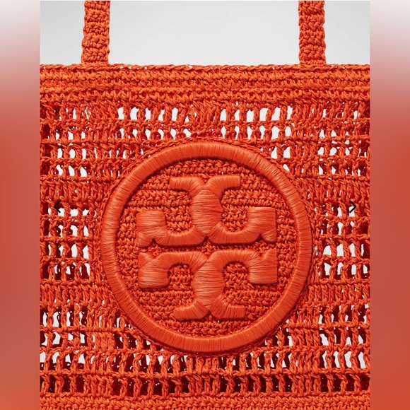 Tory Burch NWT Ella Small Crochet Straw Tote Bag - Picture 4 of 5